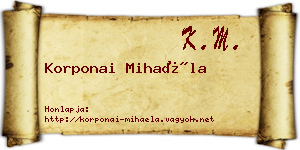Korponai Mihaéla névjegykártya